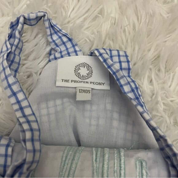 The Proper Peony Bubble Blue White Gingham monogrammed LMG 12 mos - Picture 3 of 5